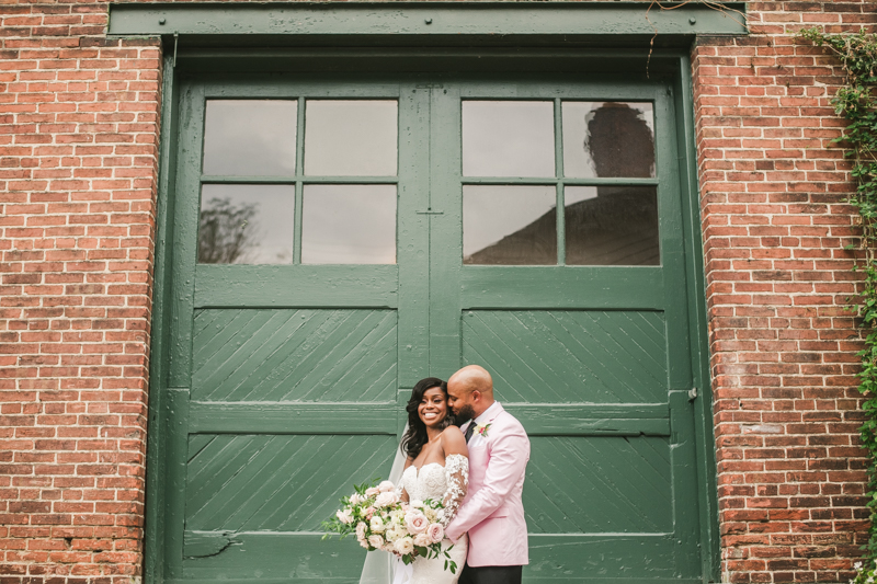 Beautiful wedding just married portraits at Main Street Ballroom in Ellicott City by Britney Clause Photography