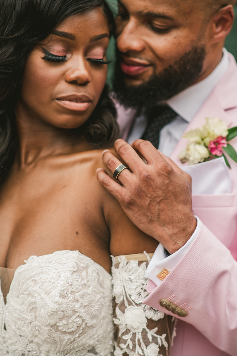 Beautiful wedding just married portraits at Main Street Ballroom in Ellicott City by Britney Clause Photography