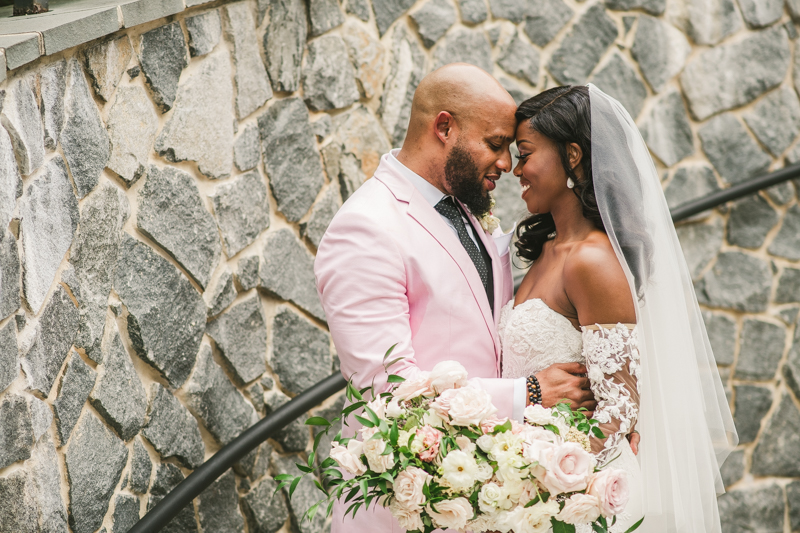 Beautiful wedding just married portraits at Main Street Ballroom in Ellicott City by Britney Clause Photography