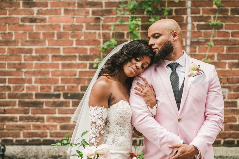 Beautiful wedding just married portraits at Main Street Ballroom in Ellicott City by Britney Clause Photography