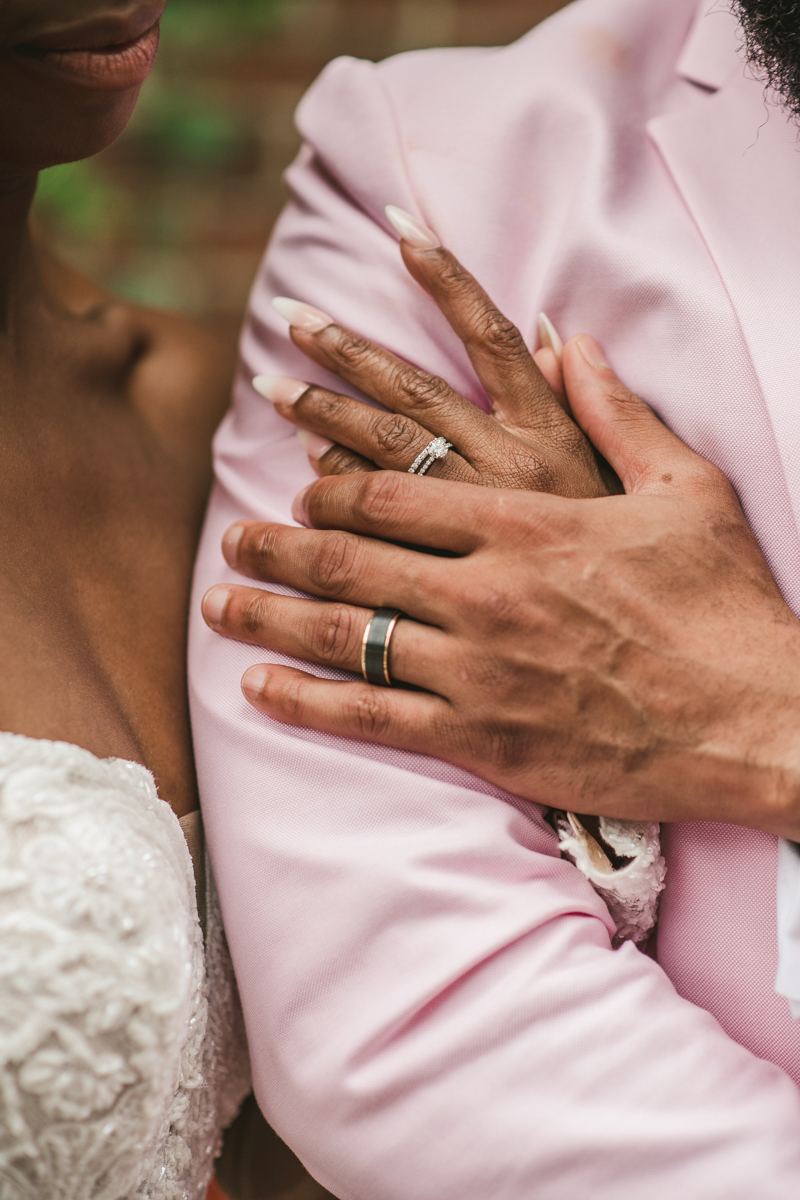 Beautiful wedding just married portraits at Main Street Ballroom in Ellicott City by Britney Clause Photography