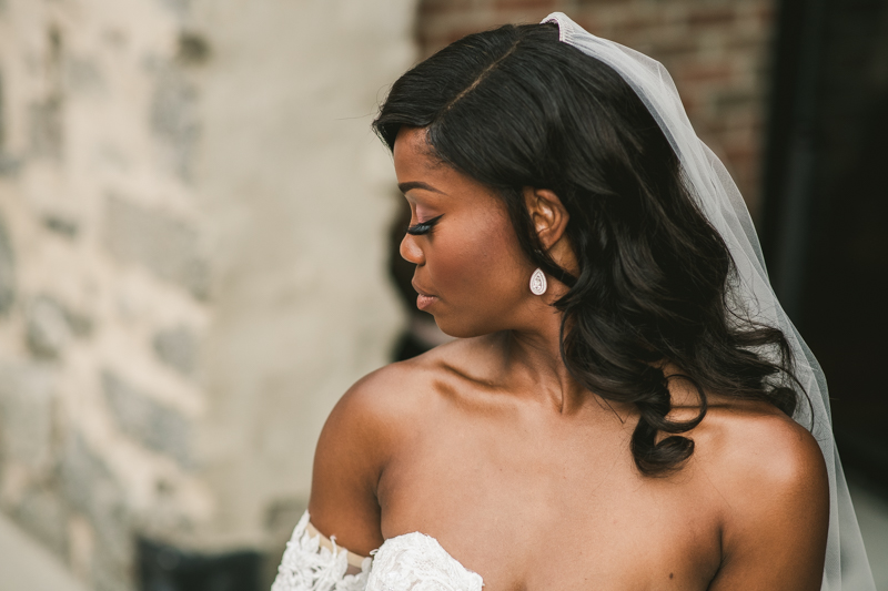 Beautiful wedding bridal portrait at Main Street Ballroom in Ellicott City by Britney Clause Photography
