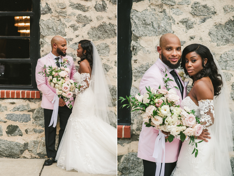 Beautiful wedding just married portraits at Main Street Ballroom in Ellicott City by Britney Clause Photography