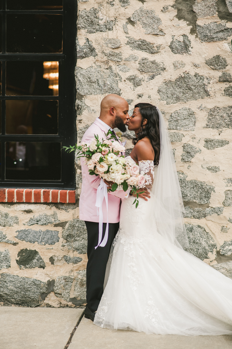 Beautiful wedding just married portraits at Main Street Ballroom in Ellicott City by Britney Clause Photography