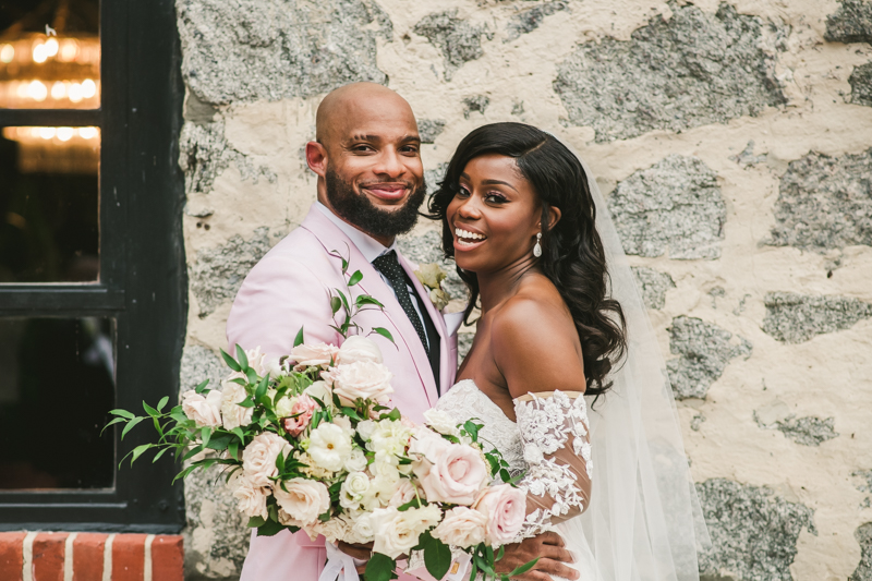 Beautiful wedding just married portraits at Main Street Ballroom in Ellicott City by Britney Clause Photography