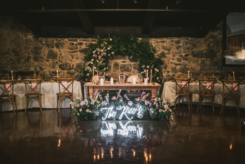 Beautiful wedding reception details at Main Street Ballroom in Ellicott City by Britney Clause Photography