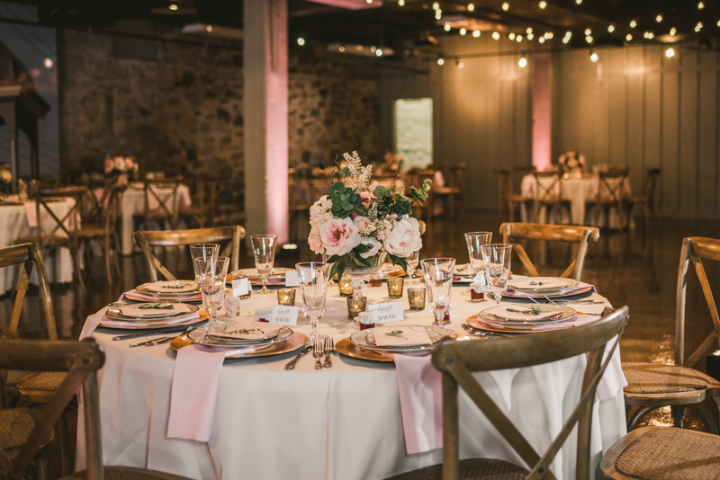 Beautiful wedding reception details at Main Street Ballroom in Ellicott City by Britney Clause Photography