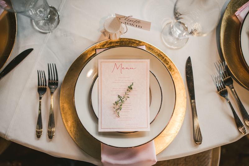 Beautiful wedding reception details at Main Street Ballroom in Ellicott City by Britney Clause Photography