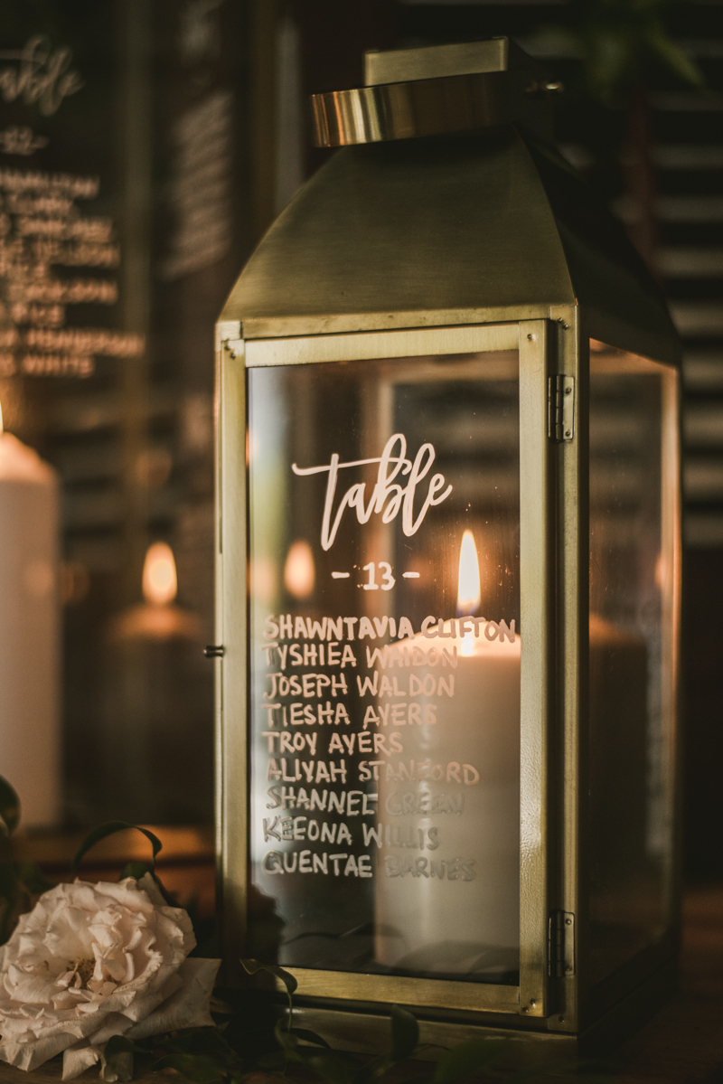 Beautiful wedding reception details at Main Street Ballroom in Ellicott City by Britney Clause Photography