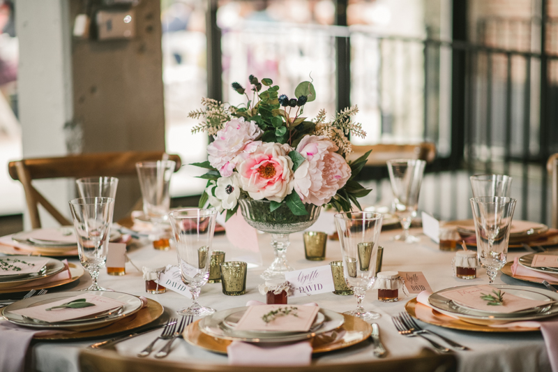 Beautiful wedding reception details at Main Street Ballroom in Ellicott City by Britney Clause Photography