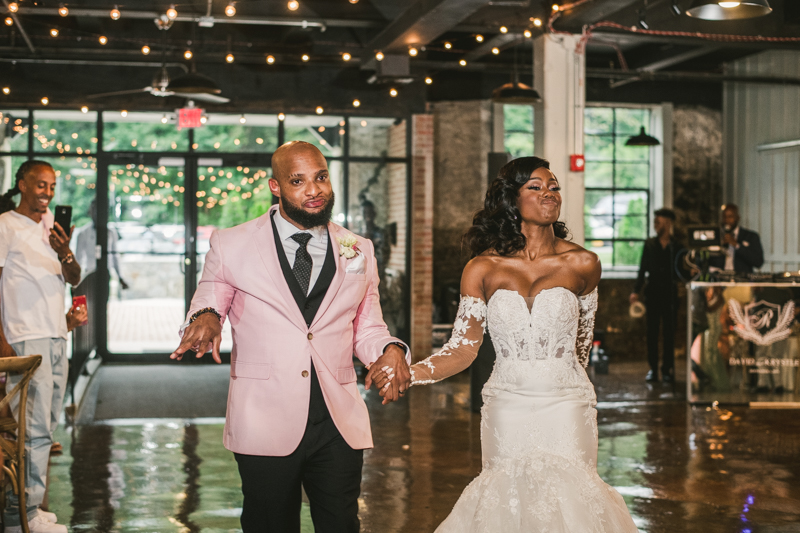 Beautiful wedding reception Main Street Ballroom in Ellicott City by Britney Clause Photography