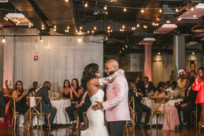 Beautiful wedding reception Main Street Ballroom in Ellicott City by Britney Clause Photography