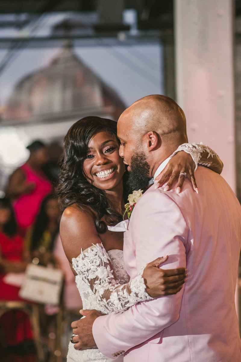 Beautiful wedding reception Main Street Ballroom in Ellicott City by Britney Clause Photography