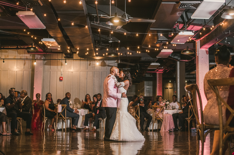 Beautiful wedding reception Main Street Ballroom in Ellicott City by Britney Clause Photography