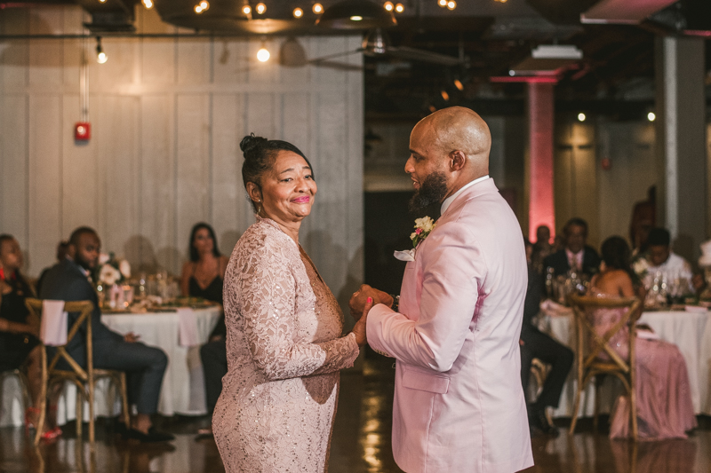 Beautiful wedding reception Main Street Ballroom in Ellicott City by Britney Clause Photography