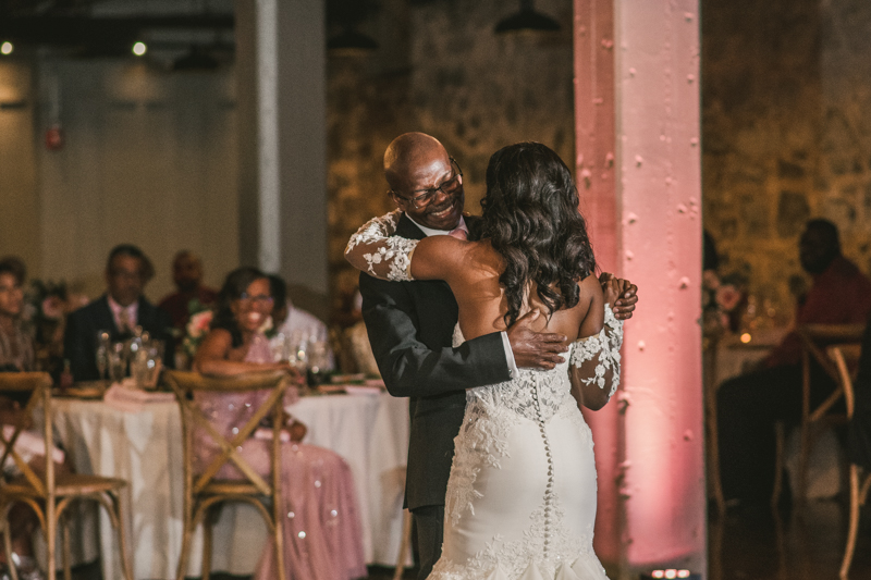 Beautiful wedding reception Main Street Ballroom in Ellicott City by Britney Clause Photography