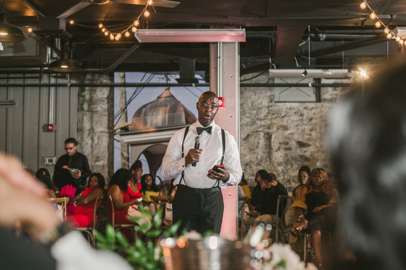 Beautiful wedding reception Main Street Ballroom in Ellicott City by Britney Clause Photography