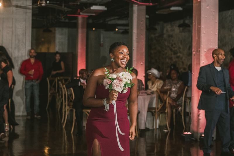 Beautiful wedding reception Main Street Ballroom in Ellicott City by Britney Clause Photography