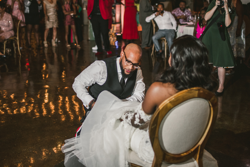 Beautiful wedding reception Main Street Ballroom in Ellicott City by Britney Clause Photography