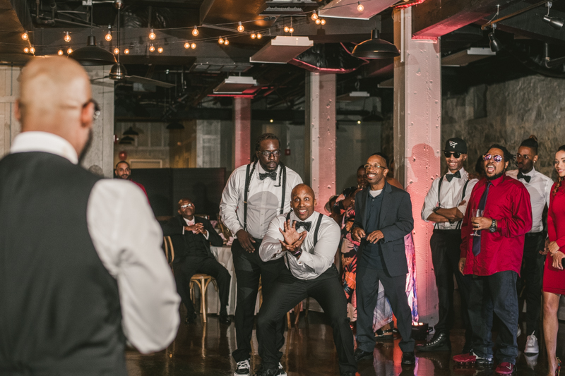 Beautiful wedding reception Main Street Ballroom in Ellicott City by Britney Clause Photography