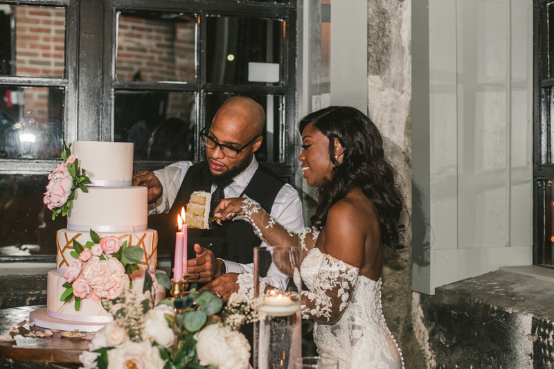 Beautiful wedding reception Main Street Ballroom in Ellicott City by Britney Clause Photography