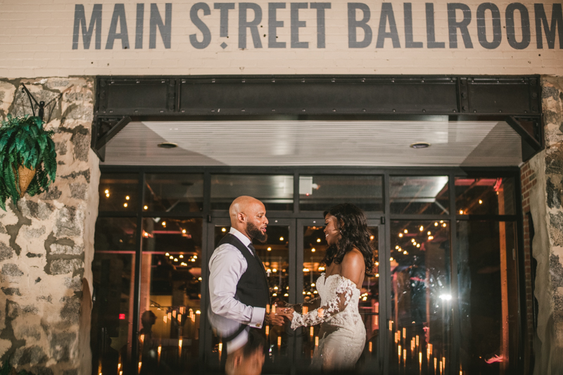 Beautiful wedding reception Main Street Ballroom in Ellicott City by Britney Clause Photography