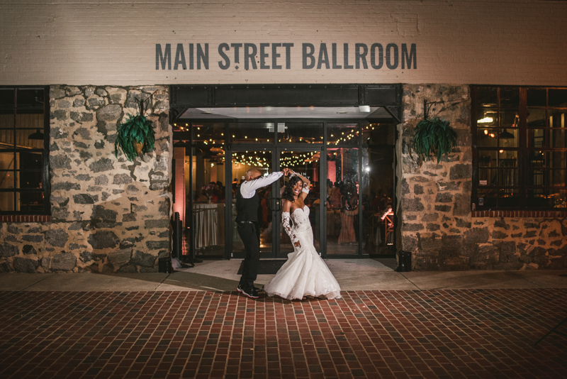 Beautiful wedding reception Main Street Ballroom in Ellicott City by Britney Clause Photography