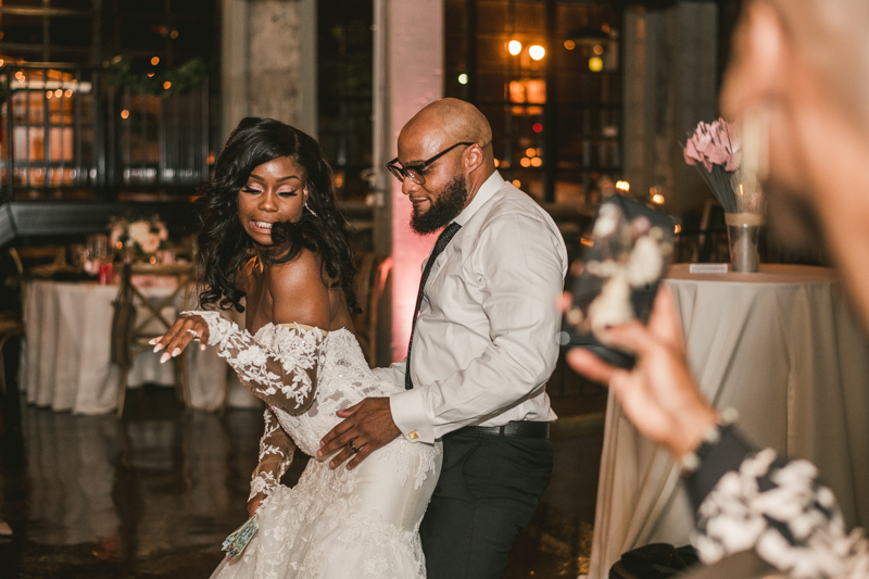 Beautiful wedding reception Main Street Ballroom in Ellicott City by Britney Clause Photography