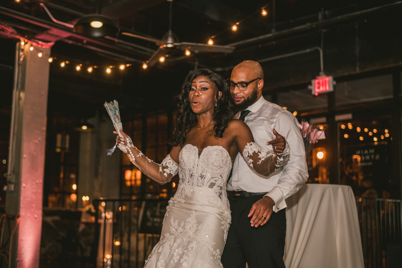 Beautiful wedding reception Main Street Ballroom in Ellicott City by Britney Clause Photography