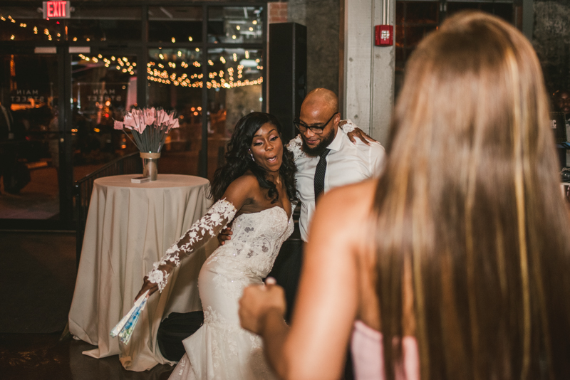 Beautiful wedding reception Main Street Ballroom in Ellicott City by Britney Clause Photography