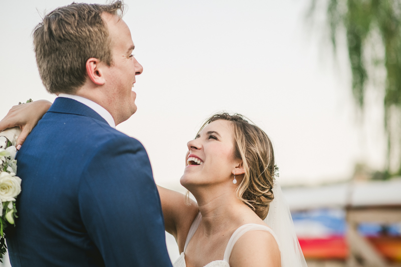 Beautiful wedding just married portraits at Sherwood Forest Clubhouse in Annapolis, Maryland by Britney Clause Photography