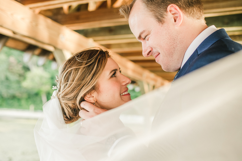 Beautiful wedding just married portraits at Sherwood Forest Clubhouse in Annapolis, Maryland by Britney Clause Photography