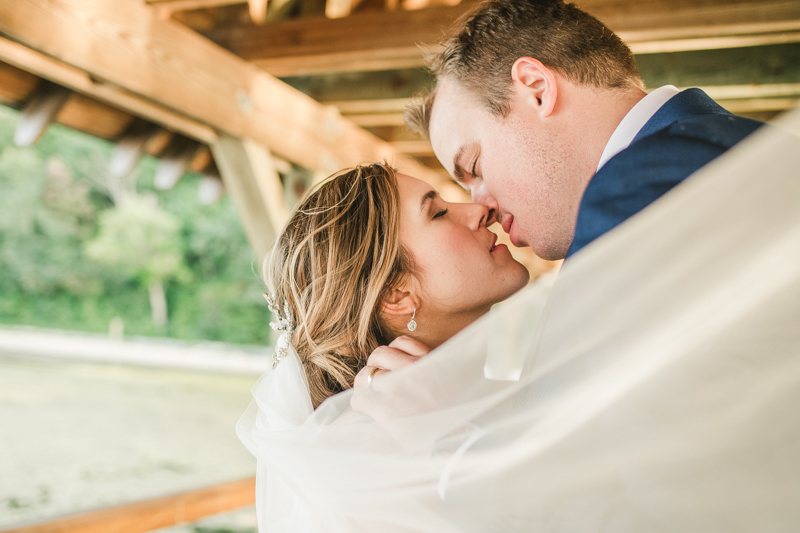 Beautiful wedding just married portraits at Sherwood Forest Clubhouse in Annapolis, Maryland by Britney Clause Photography