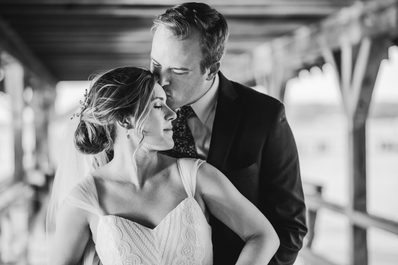 Beautiful wedding just married portraits at Sherwood Forest Clubhouse in Annapolis, Maryland by Britney Clause Photography