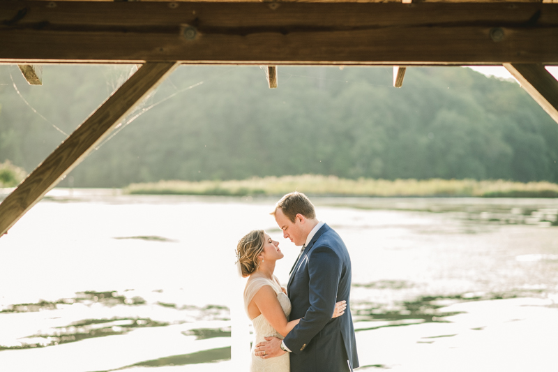 Beautiful wedding just married portraits at Sherwood Forest Clubhouse in Annapolis, Maryland by Britney Clause Photography