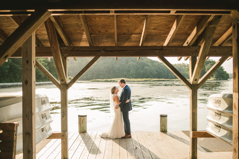 Beautiful wedding just married portraits at Sherwood Forest Clubhouse in Annapolis, Maryland by Britney Clause Photography