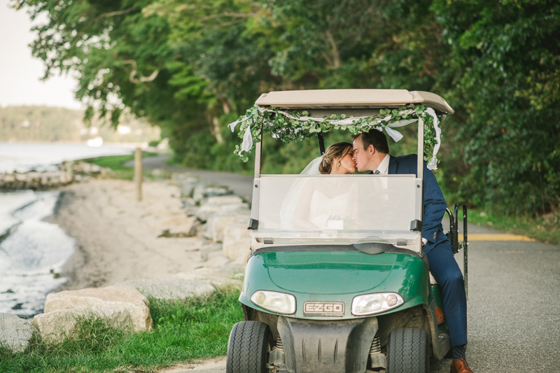 Beautiful wedding just married portraits at Sherwood Forest Clubhouse in Annapolis, Maryland by Britney Clause Photography