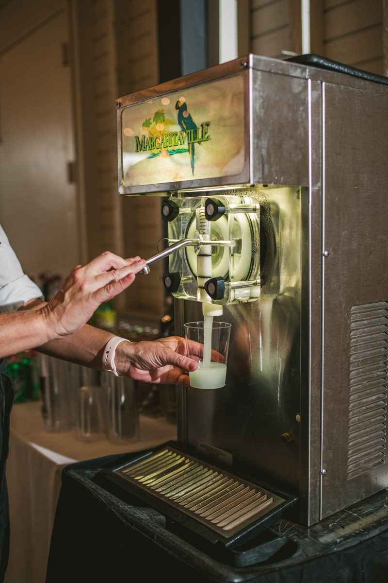 Wedding margarita machine from Tiki Time Tropical Treats at the Sherwood Forest Clubhouse in Annapolis, Maryland by Britney Clause Photography