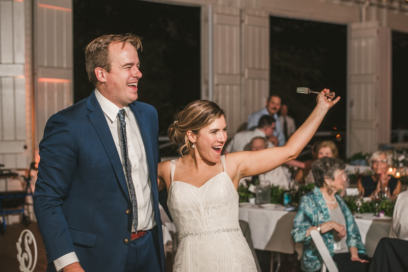 A beautiful September wedding reception at the Sherwood Forest Clubhouse in Annapolis, Maryland by Britney Clause Photography