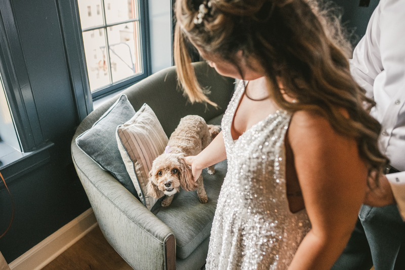 Getting ready for a Mount Vernon wedding at Hotel Revival in Baltimore, Maryland by Britney Clause Photography