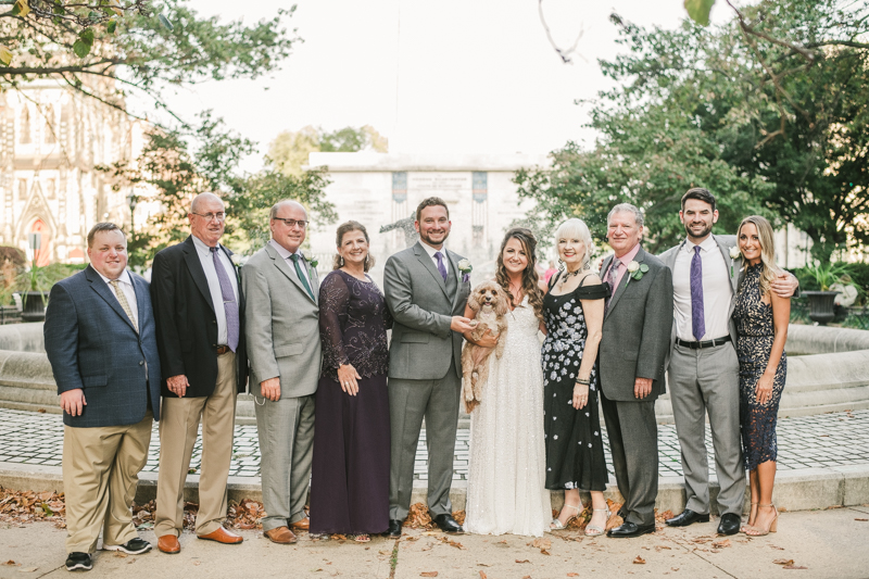 Beautiful bride and groom portraits in Mount Vernon, Maryland at the George Peabody Library by Britney Clause Photography