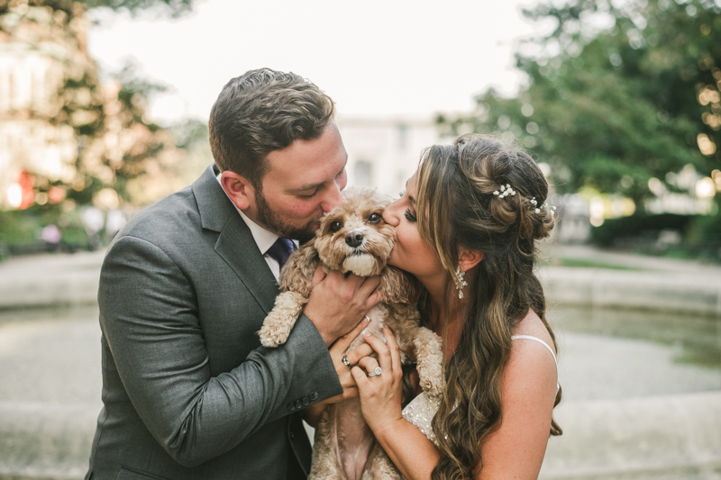 Beautiful bride and groom portraits in Mount Vernon, Maryland at the George Peabody Library by Britney Clause Photography