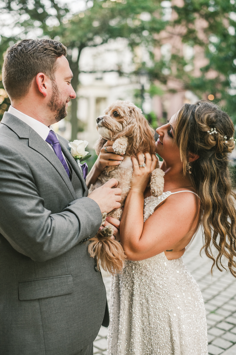 Beautiful bride and groom portraits in Mount Vernon, Maryland at the George Peabody Library by Britney Clause Photography