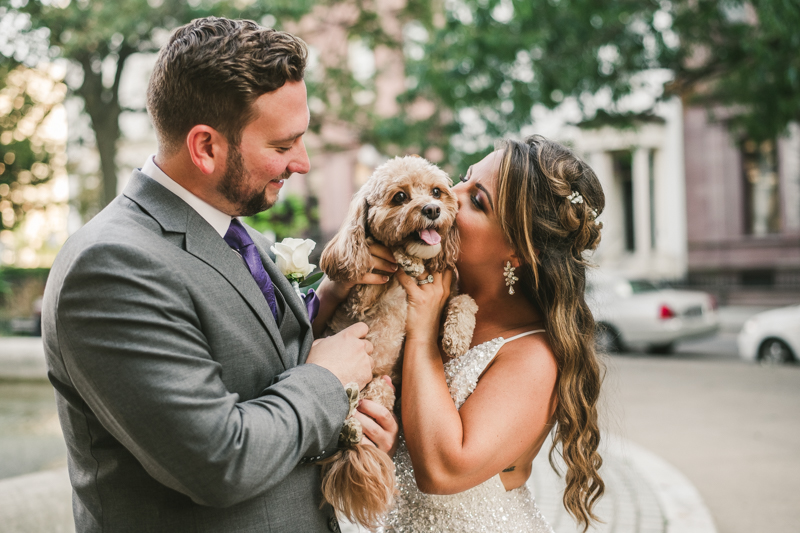 Beautiful bride and groom portraits in Mount Vernon, Maryland at the George Peabody Library by Britney Clause Photography