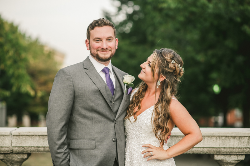 Beautiful bride and groom portraits in Mount Vernon, Maryland at the George Peabody Library by Britney Clause Photography