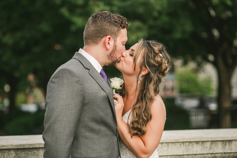 Beautiful bride and groom portraits in Mount Vernon, Maryland at the George Peabody Library by Britney Clause Photography