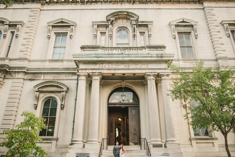 Beautiful bride and groom portraits in Mount Vernon, Maryland at the George Peabody Library by Britney Clause Photography