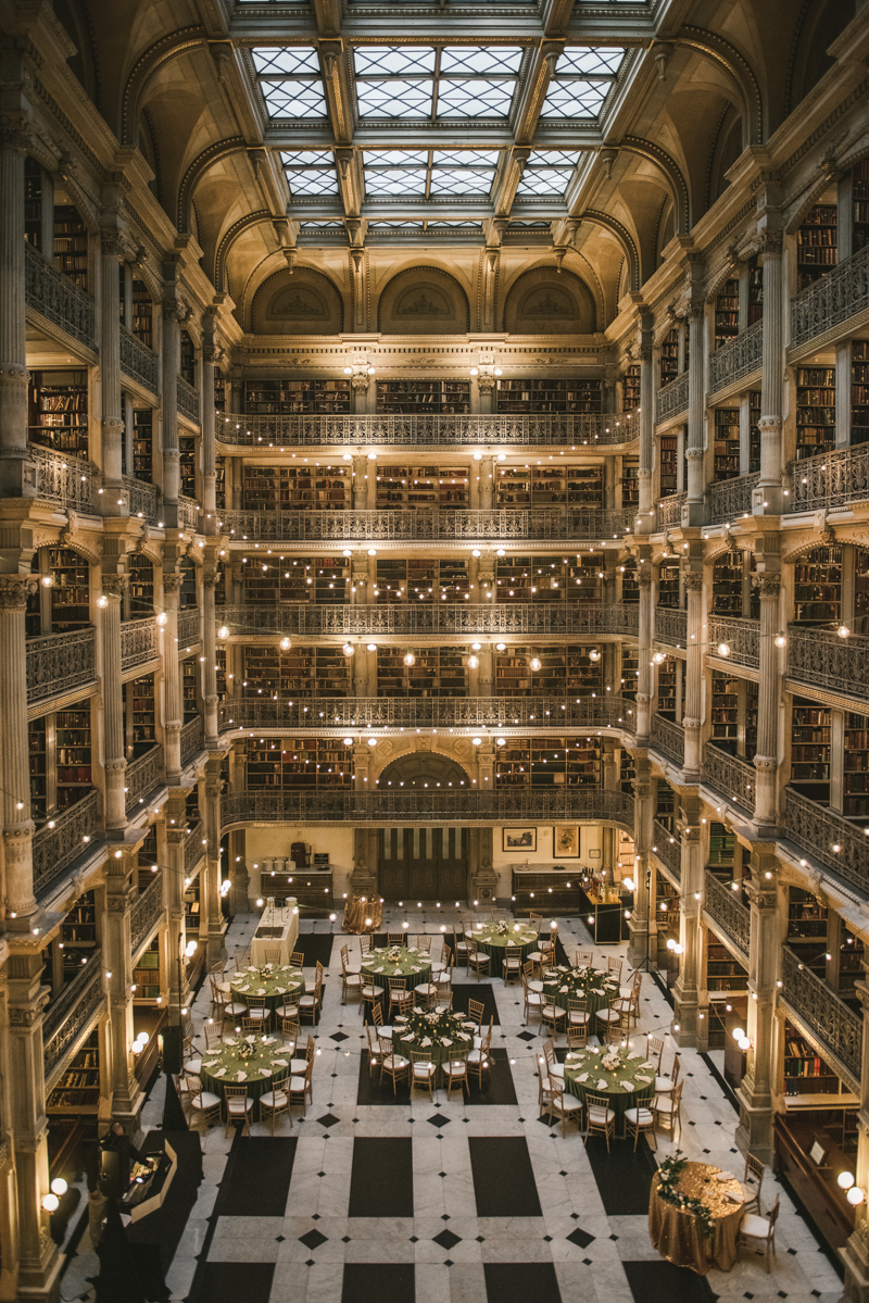 Beautiful wedding coordination by Olive You Events at George Peabody Library in Mount Vernon, Maryland by Britney Clause Photography