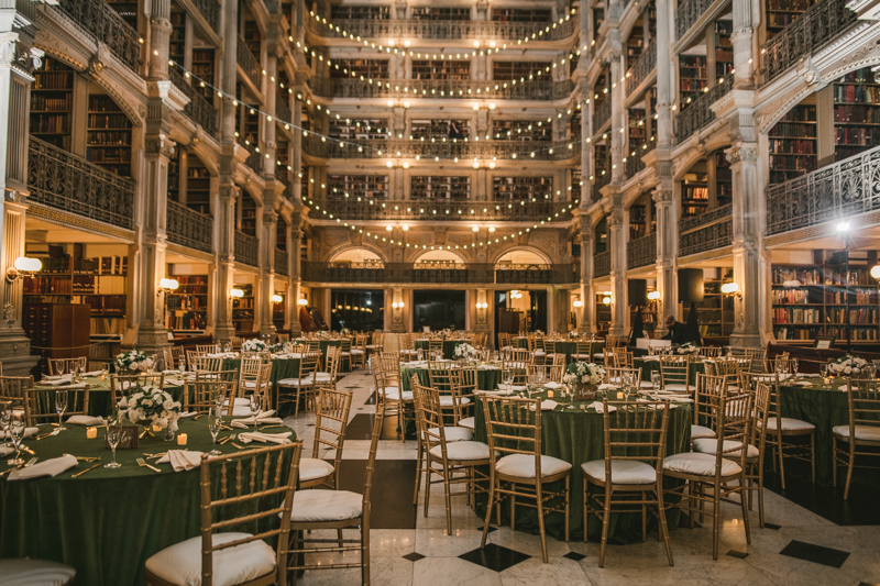 Beautiful wedding coordination by Olive You Events at George Peabody Library in Mount Vernon, Maryland by Britney Clause Photography