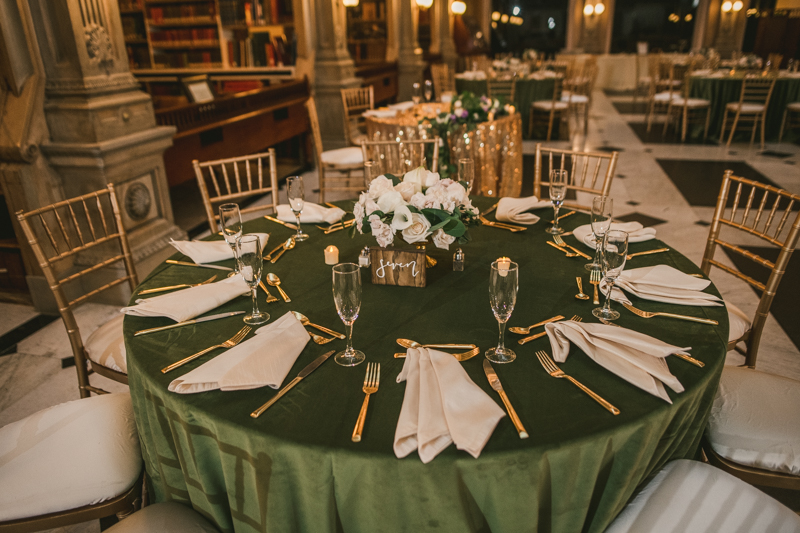 Beautiful wedding coordination by Olive You Events at George Peabody Library in Mount Vernon, Maryland by Britney Clause Photography